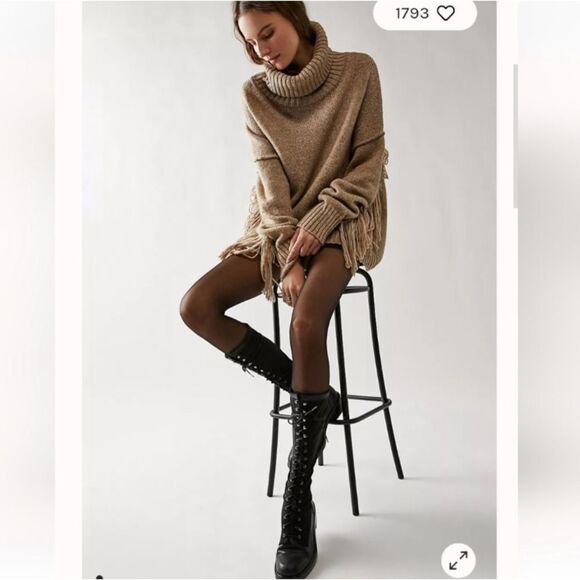 Free People Trickum Black Leather Mesh Knit Zip Tall Boots size 39 - Picture 3 of 15